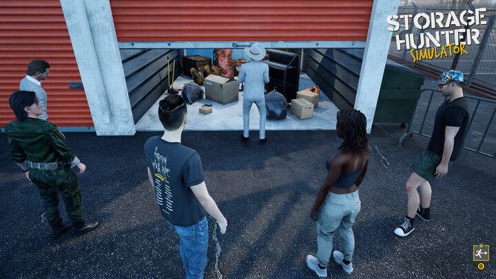 Storage Hunter Simulator, bidding on the contents of a garage