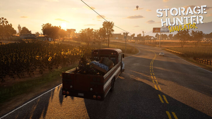 Storage Hunter Simulator, driving your truck in the sunset